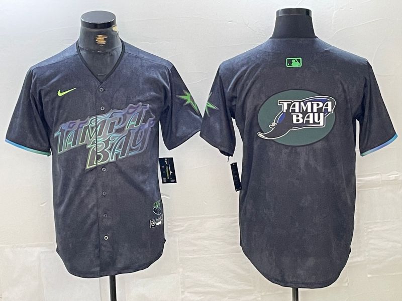 Men Tampa Bay Rays Blank Nike MLB Limited City Connect Black 2024 Jersey style 6